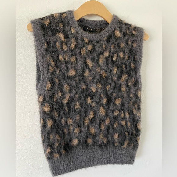 Massimo Dutti Italy Alpaca Wool Blend Animal Print Sweater XS Sleeveless $298 - Picture 4 of 10